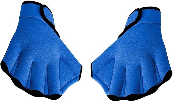 Aqua Fit Swim Training Gloves ,Flow Swimming Resistance Gloves - Webbed Gloves for Water Aerobics, Aquatic Fitness, and Swim Training M, Blue