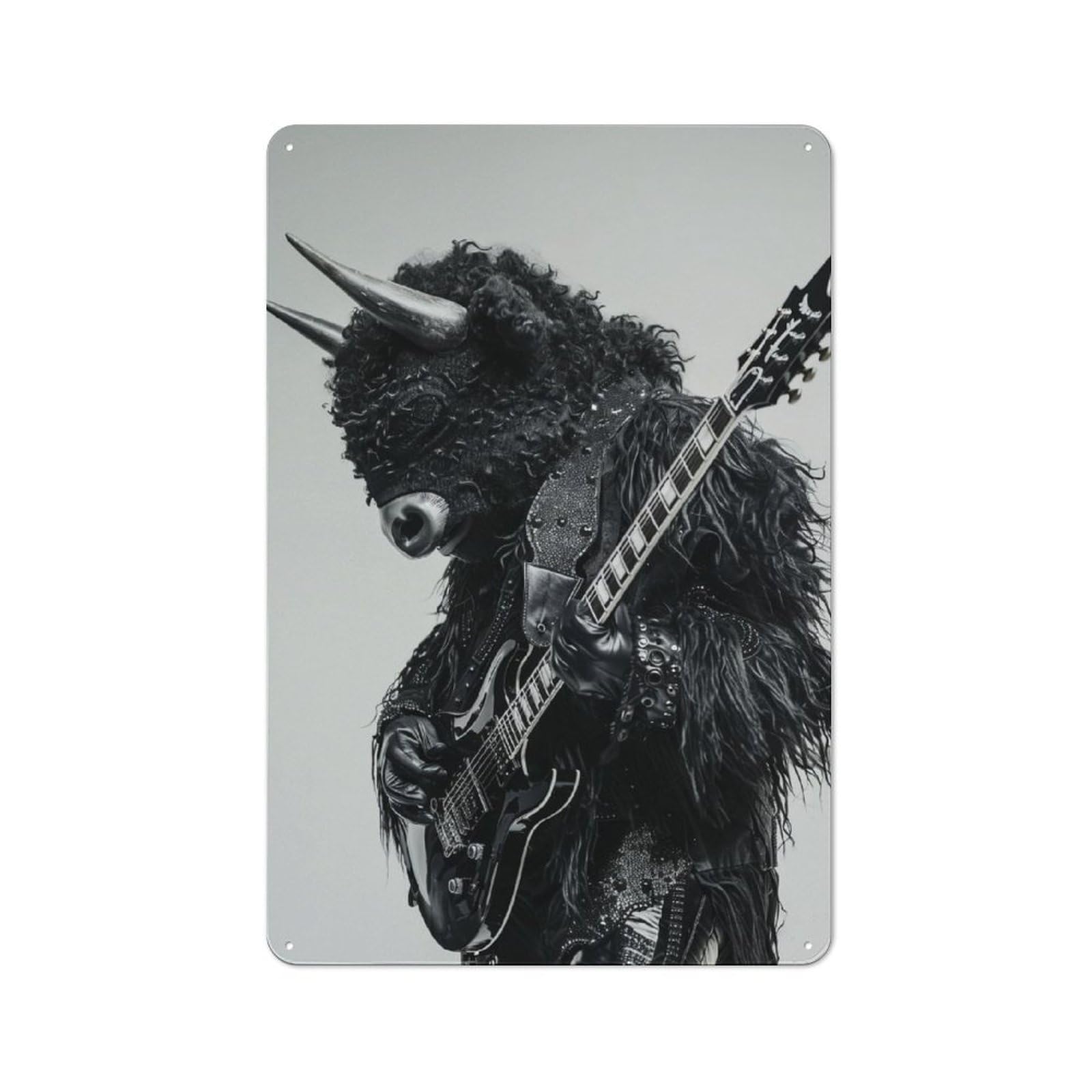 Junmoney Bison Guitar Tin Wall Plaque 30X20cm With For Living Room Wall, Gift For Feature Wall Decorators During The Christmas Season