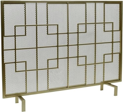 Écran de cheminée doré en acier avec maille de protection pour le salon - 3