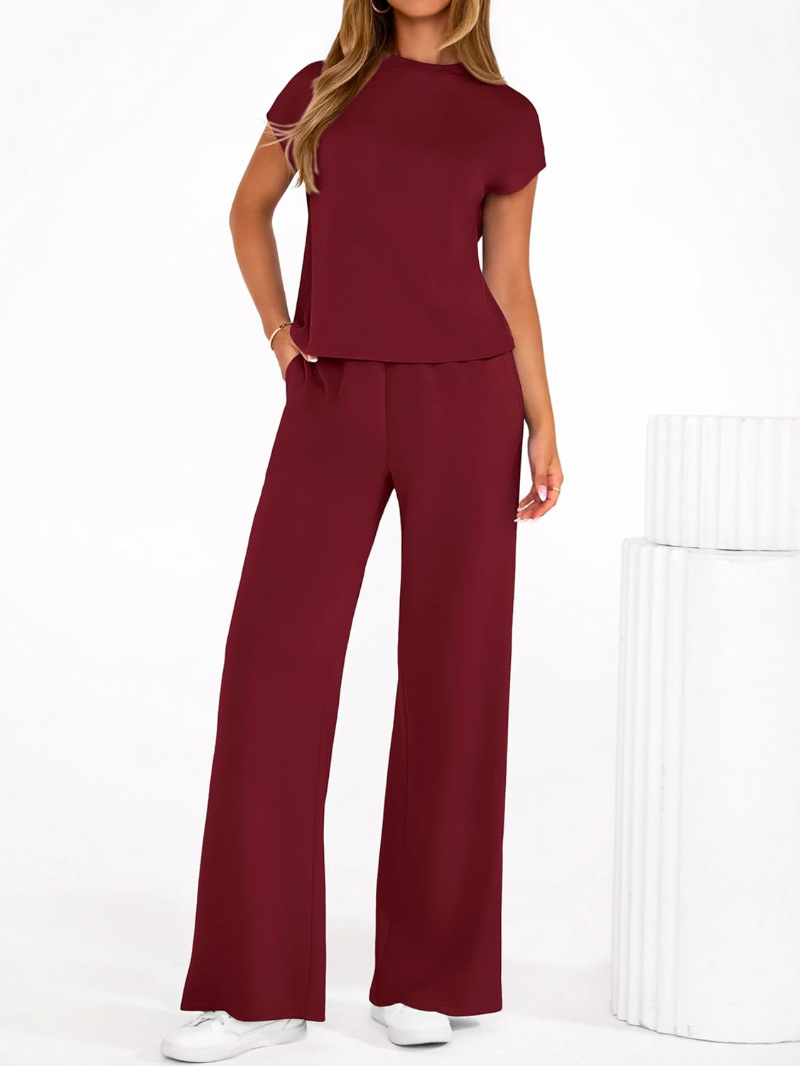 PRETTYGARDEN Womens 2 Piece Outfits Casual Cap Sleeve Lounge Set Summer Tracksuits Matching Sets Beach Fashion Travel Clothes - Image 4