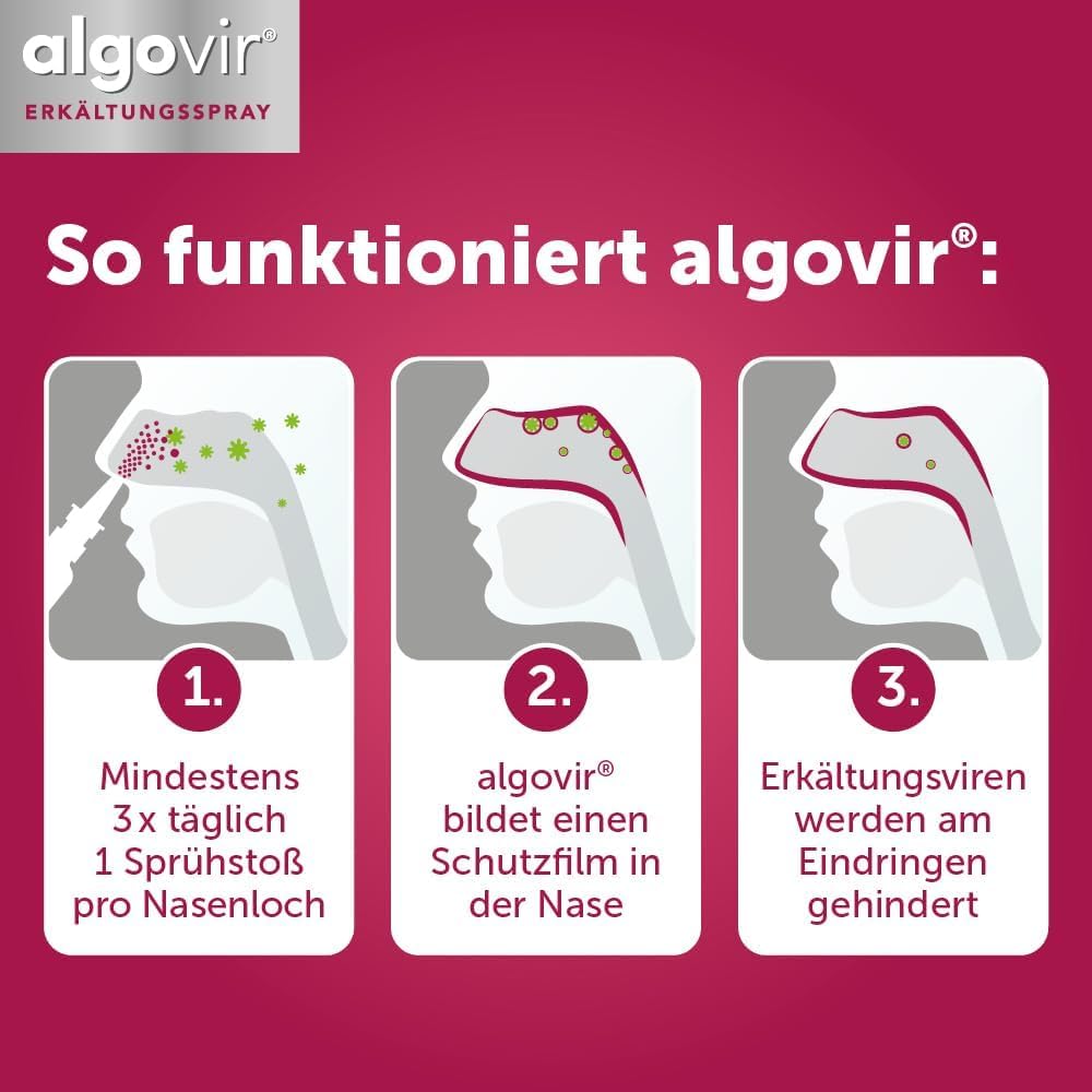 algovir® Effekt Erkältungsspray 2 x 20 ml zur Abwehr von Erkältungsviren, kann vor einer Erkältung schützen, Nasenspray mit naturbasiertem Wirkstoff aus der Rotalge