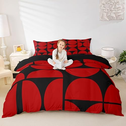 Miniatura 18 de Erosebridal Juego de funda de edredón de mediados de siglo, color naranja, retro, tamaño individual, colorido, arte moderno, geométrico, para niños,