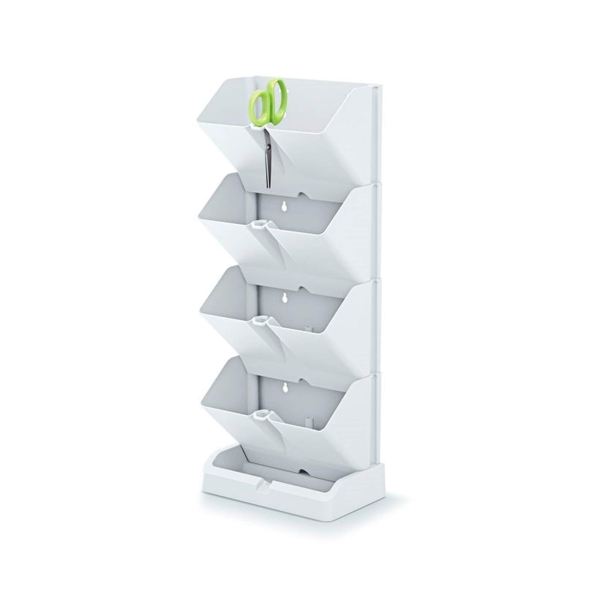 ProsperplastVertical Mini Cascade Plastic Planter in White 19.5 (L) x 11.4 (W) x 47.5 (H) cm with Garden Scissors