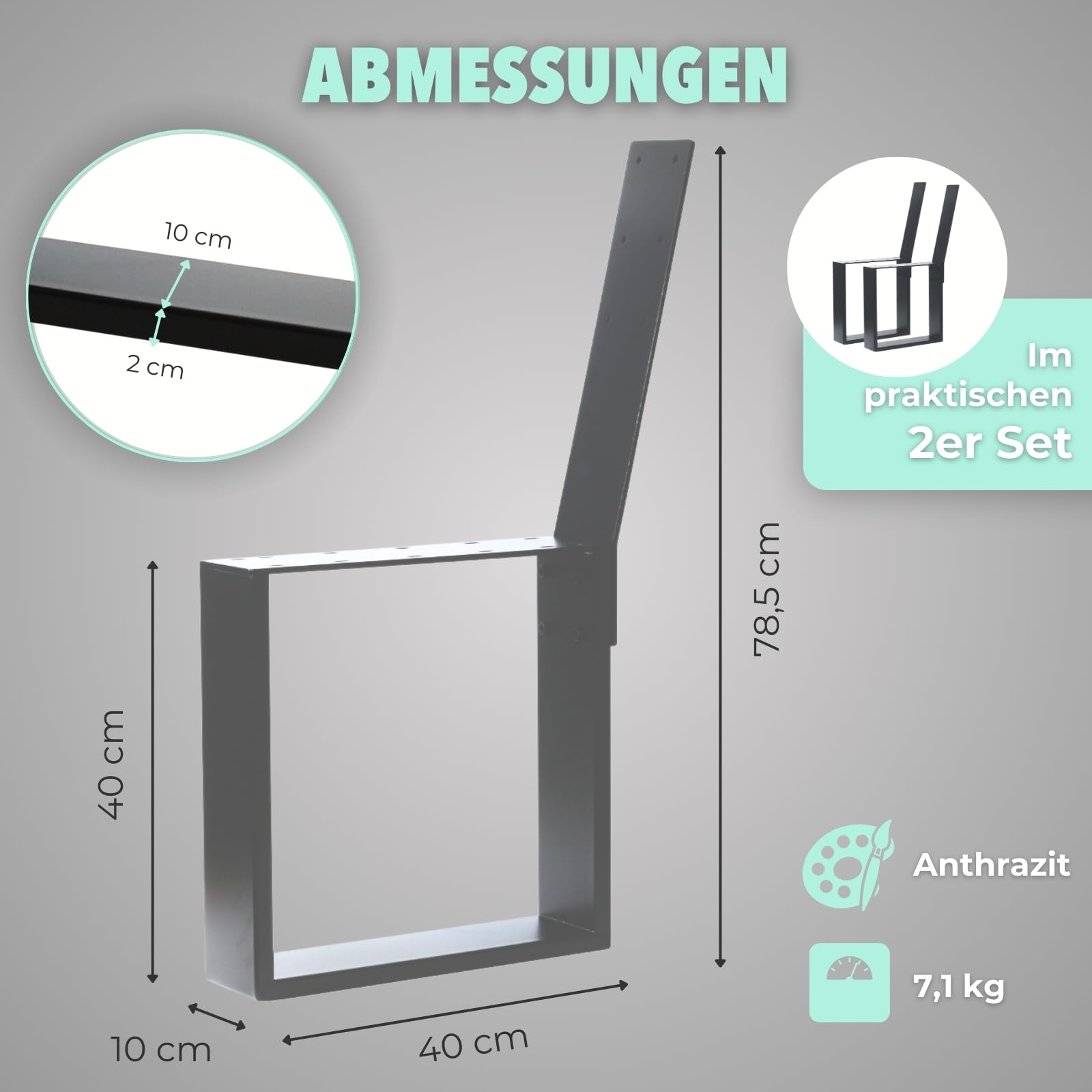 HAGO24 Bankgestell in Anthrazit I hochwertige Bank Füße aus Stahl I Bankbeine für Sitzbank mit Rückenlehne I DIY Metallgestell für Esszimmer-Bank & Gartenbank I rostfrei & wetterfest