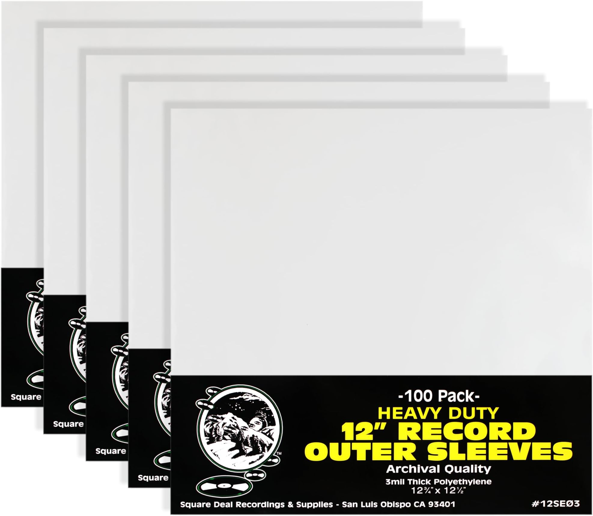 (500) 12 Inch Record Outer Sleeves - Industry Standard 3mil Thick Polyethylene - 12 3/4" x 12 1/2"