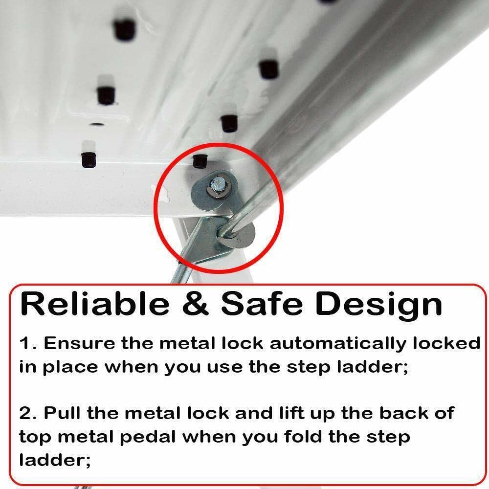 Escalera de 3 niveles, 3 niveles, capacidad de carga de hasta 150 kg, portátil, plegable, de acero, con plataforma antideslizante, para casa, cocina, oficina, bricolaje, taburete de seguridad
