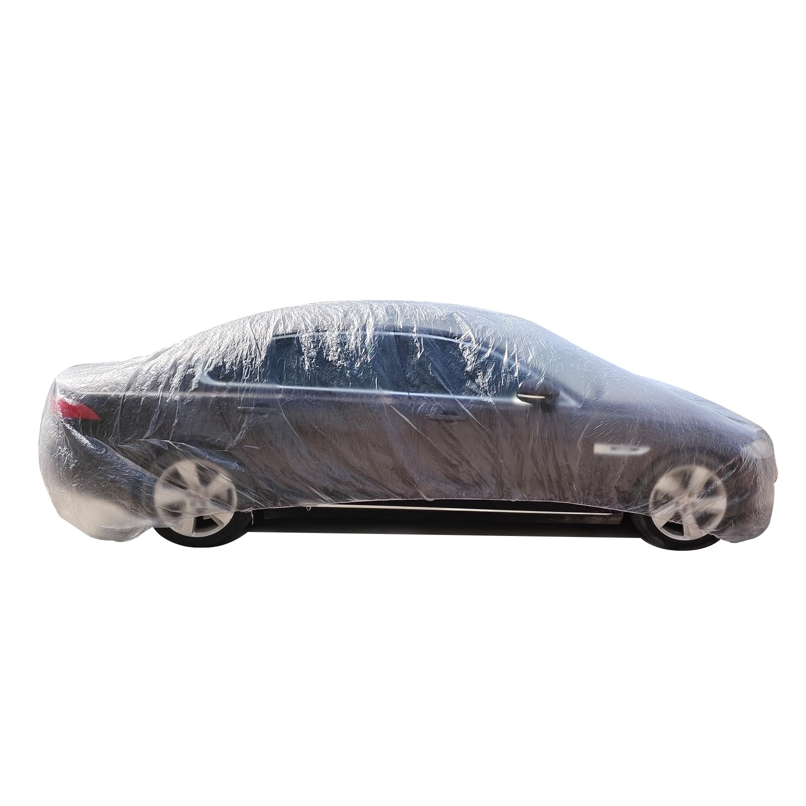 Vroelos 12 5x21 5 Clear Plastic Disposable Car Protective Cover Temporary Universal Rain Dust Garage Full Coverage Car — view 5