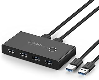 UGREEN 4 Ports USB 3.0 Teilen USB Switch für 2 PCs 2 In 4 Out Umschalter mit 2 USB 3.0 Kabel für Drucker, Scanner, Tastatu...