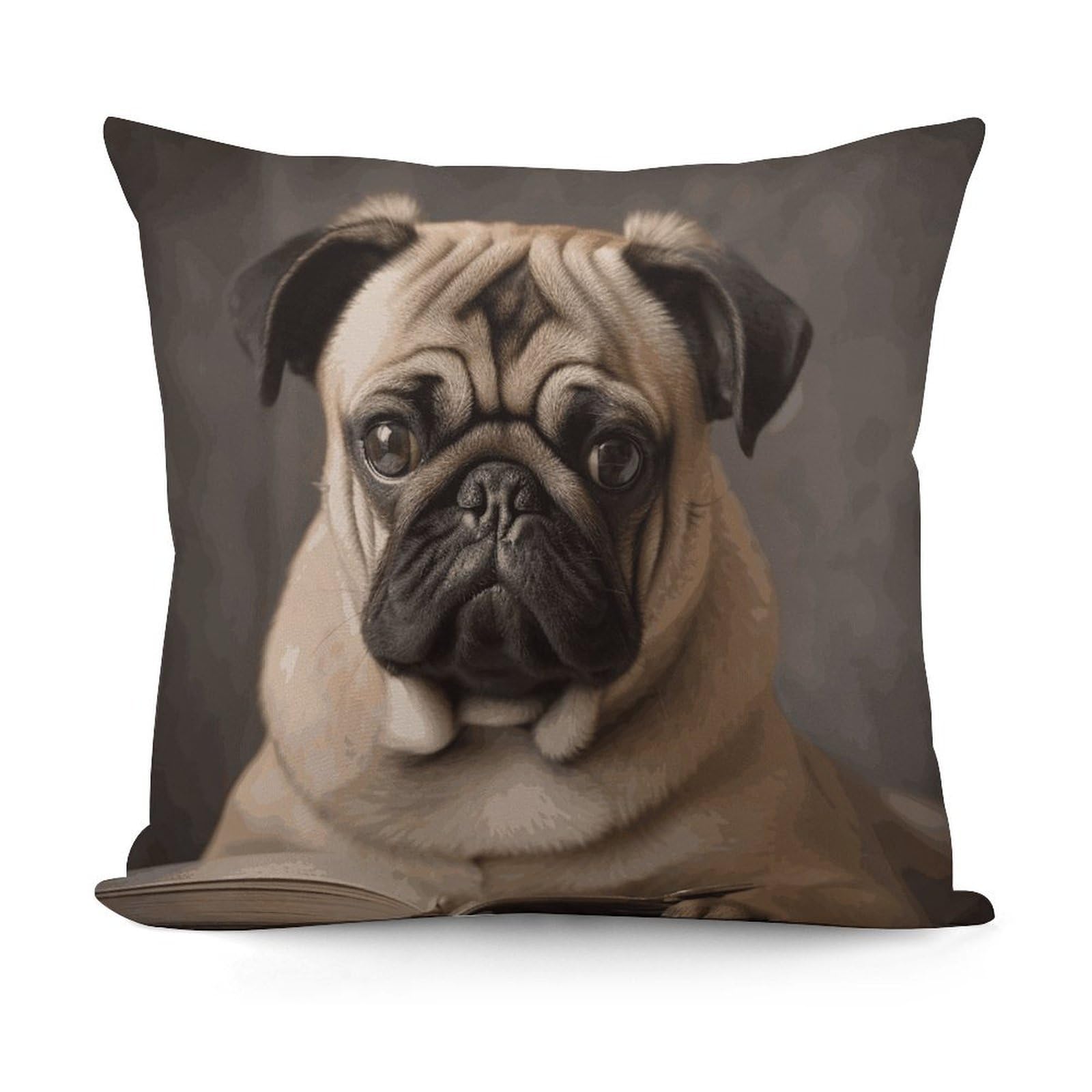VstaDank Animal Pug Dog Throw Pillow Covers 18x18 Inch Soft Couch Home Decor Cushion Cover Comfortable Plush Square Cushion Case Farmhouse Decorative Pillowcase for Living Couch