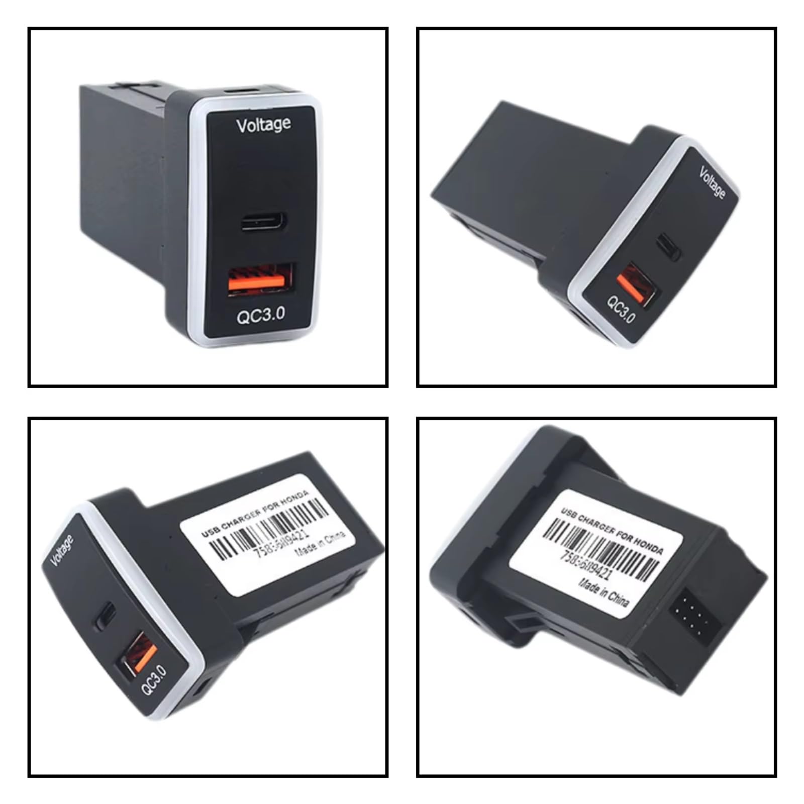 Consola Central con Puerto USB Compatible con Accord para Civic PD QC3.0 Accesorio Adaptador Corriente Carga Rápida para Cargador De Coche Puerto USB AUX Repuesto