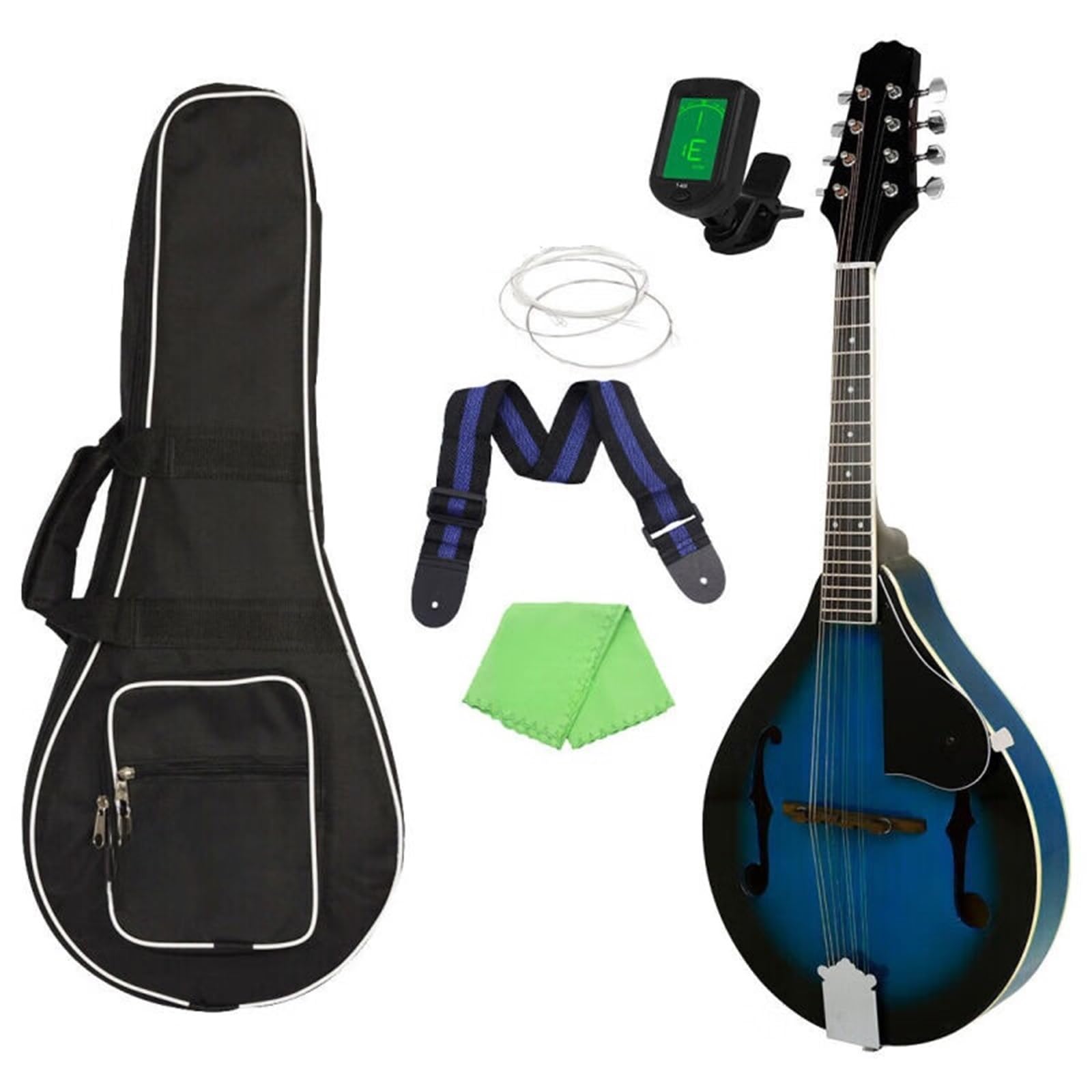Mandolina Niebieski Futerał Na Ośmiostrunową Gitarę Mandolinową Z Drewna Lipowego Kompletnymi Akcesoriami(Suit)