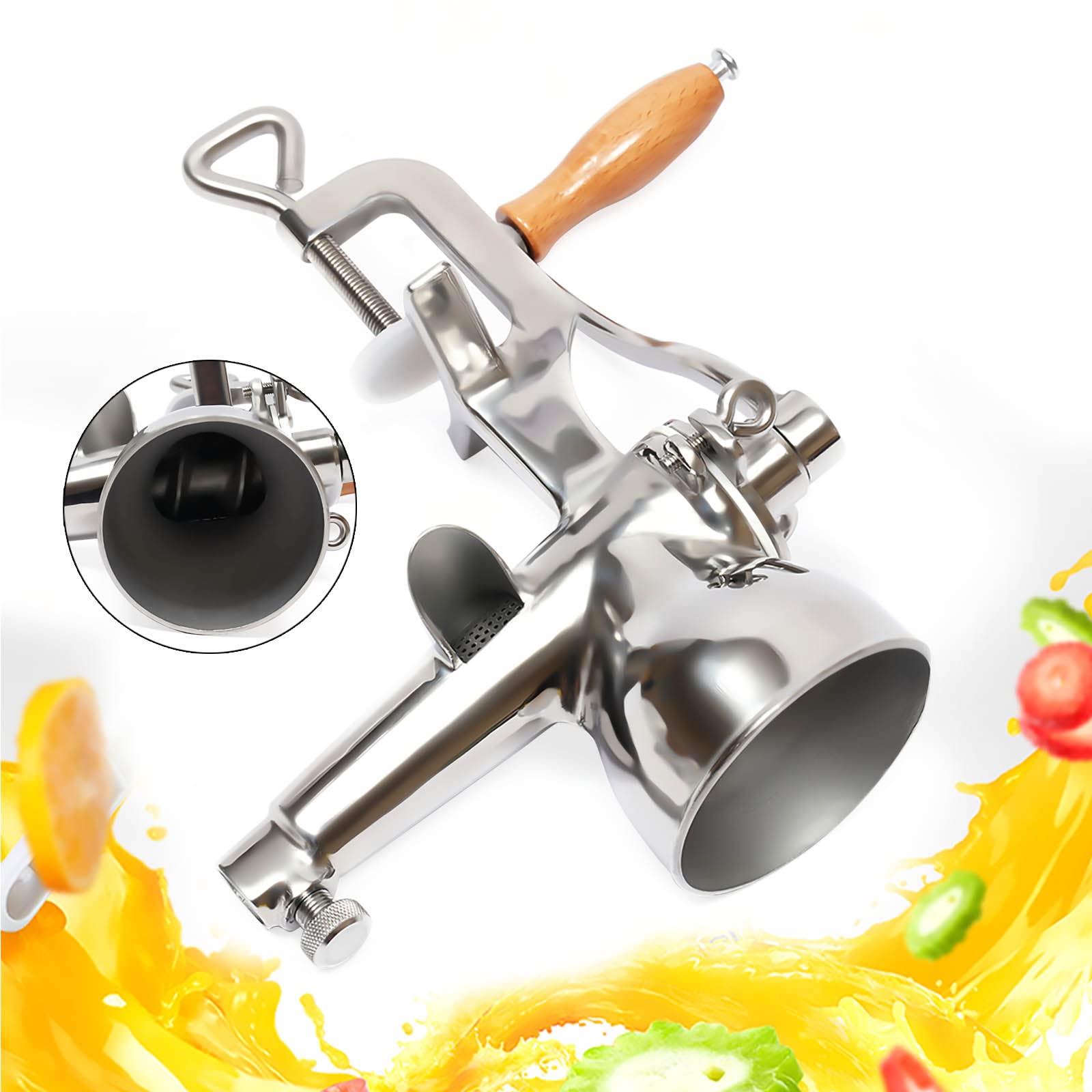 Exprimidor manual de bayas, de acero inoxidable, frutas, verduras, cocina, exprimidor, prensa de trigo, limas, exprimidor de frutas, cocina, con abrazadera de tornillo para montaje en mesa
