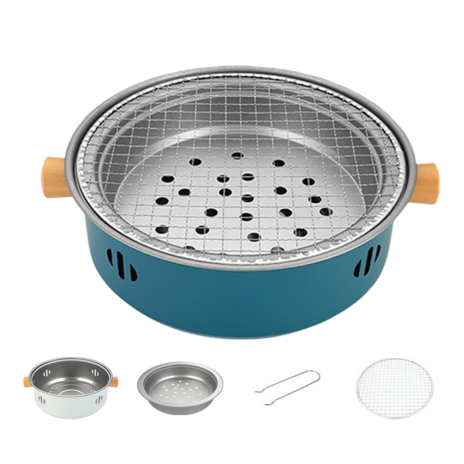 SHINLHUA Practical Metal Barbecue Grills with Stable Nonslip Base Camping Round Grills Pit Set for Safe Outdoor Use on Any Terrain Outdoor Barbecue Set