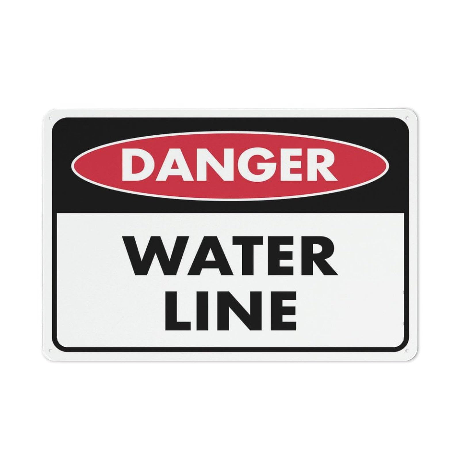 peiyeety Danger Water Line Sign 12x16 Inches Metal Sign, Rustproof Aluminum, Multicolor