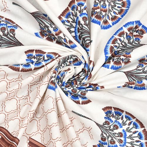Image of 144 TC 100% Cotton Bedsheet for Double Bed King Size with 2 Pillow Covers | Breathable & Super Soft Rajasthani Sanganeri Jaipuri Printed Bed Sheet - 90 * 108 Inches (Jaipuri)