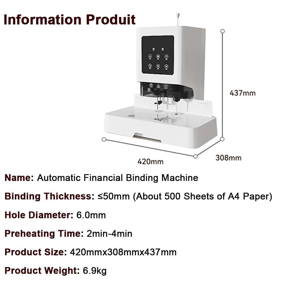 Rilegatrice per Ricevute E Voucher,Punzonatrice Automatica Hot-Melt,Rilegatrice per Libri con Tubi Rivettati,Rilegatrice per Documenti Contabili,con 3 Frese per Trapano,100 Tubi per Rivetti