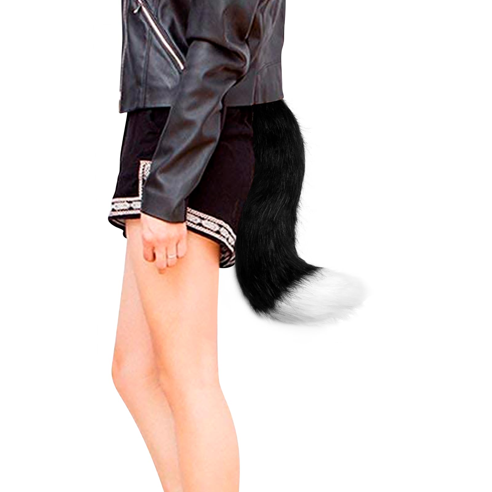 PPFINE Faux Fur Furry Wolf Fox Tail Paw Gloves and Cat Ears Headband Set for Halloween Anime Cosplay Party - Image 2