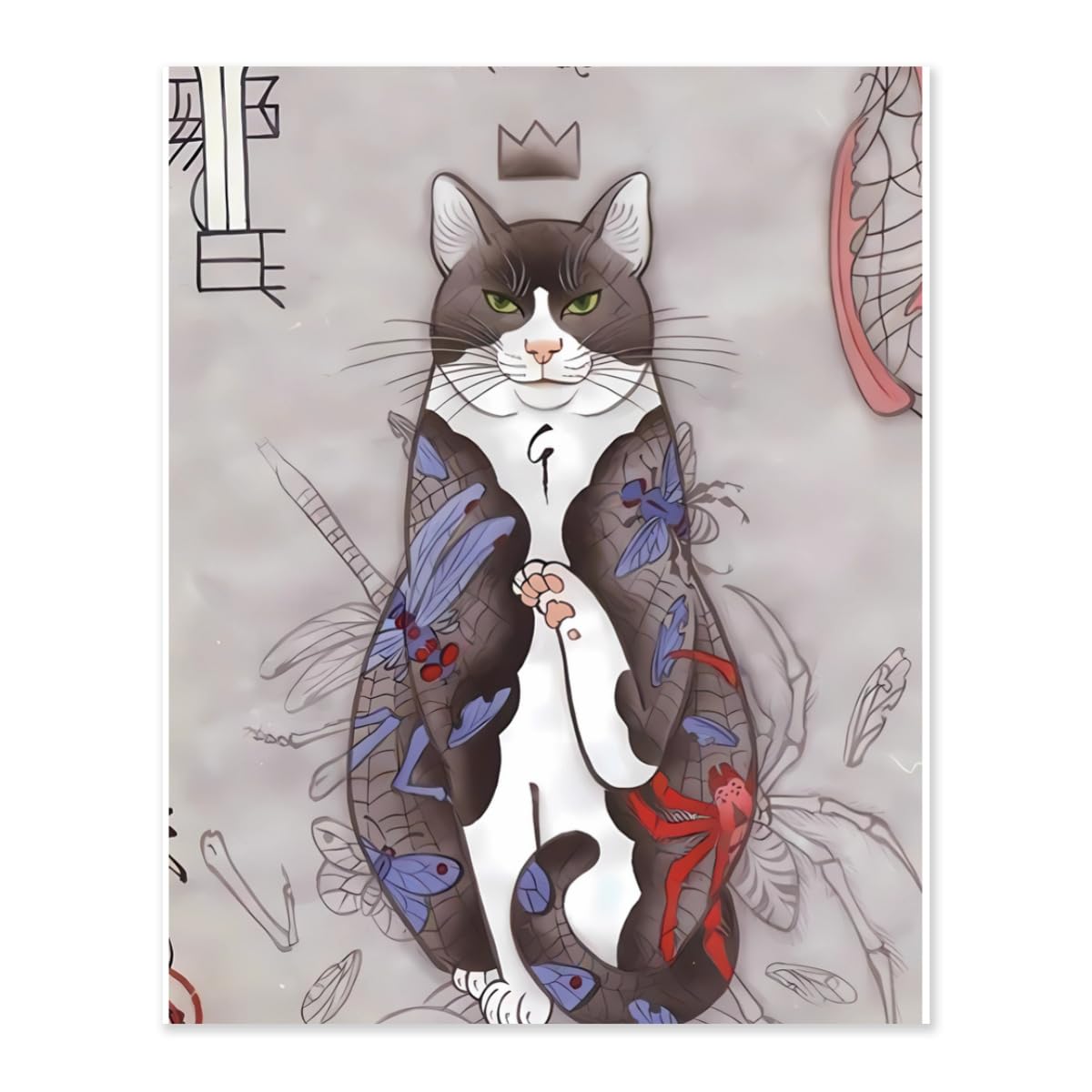 Amazon | 和風 浮世絵 猫柄 デジタル絵画 数字キットによる 絵画