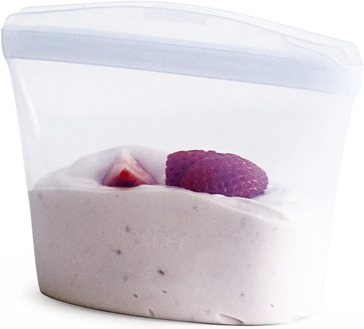 Stasher Silicone Reusable Storage Bag, 1-Cup Bowl, Reusable Freezer Bag, Microwave, Dishwasher, Oven Safe, Sous Vide, Premium Lunch Container, Eco Friendly, Food Storage Bag, Snack Bag, 8 oz, Clear