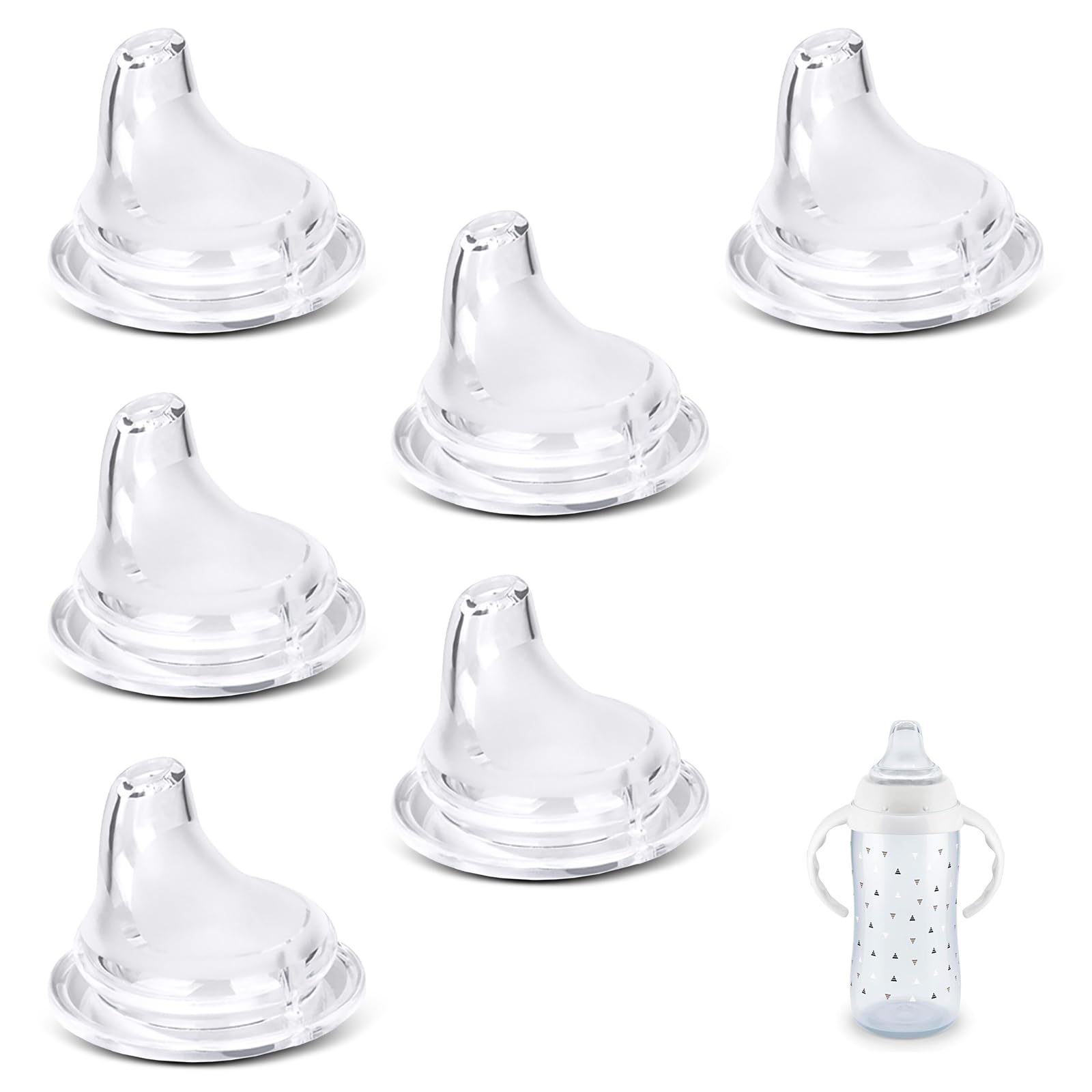 4/6 Packs Replacement Silicone Spout Compatible with NUK Learner Cup & Active Cup, Soft Transition Spout for Sippy Cups, Leak-Proof, BPA-Free, Easy to