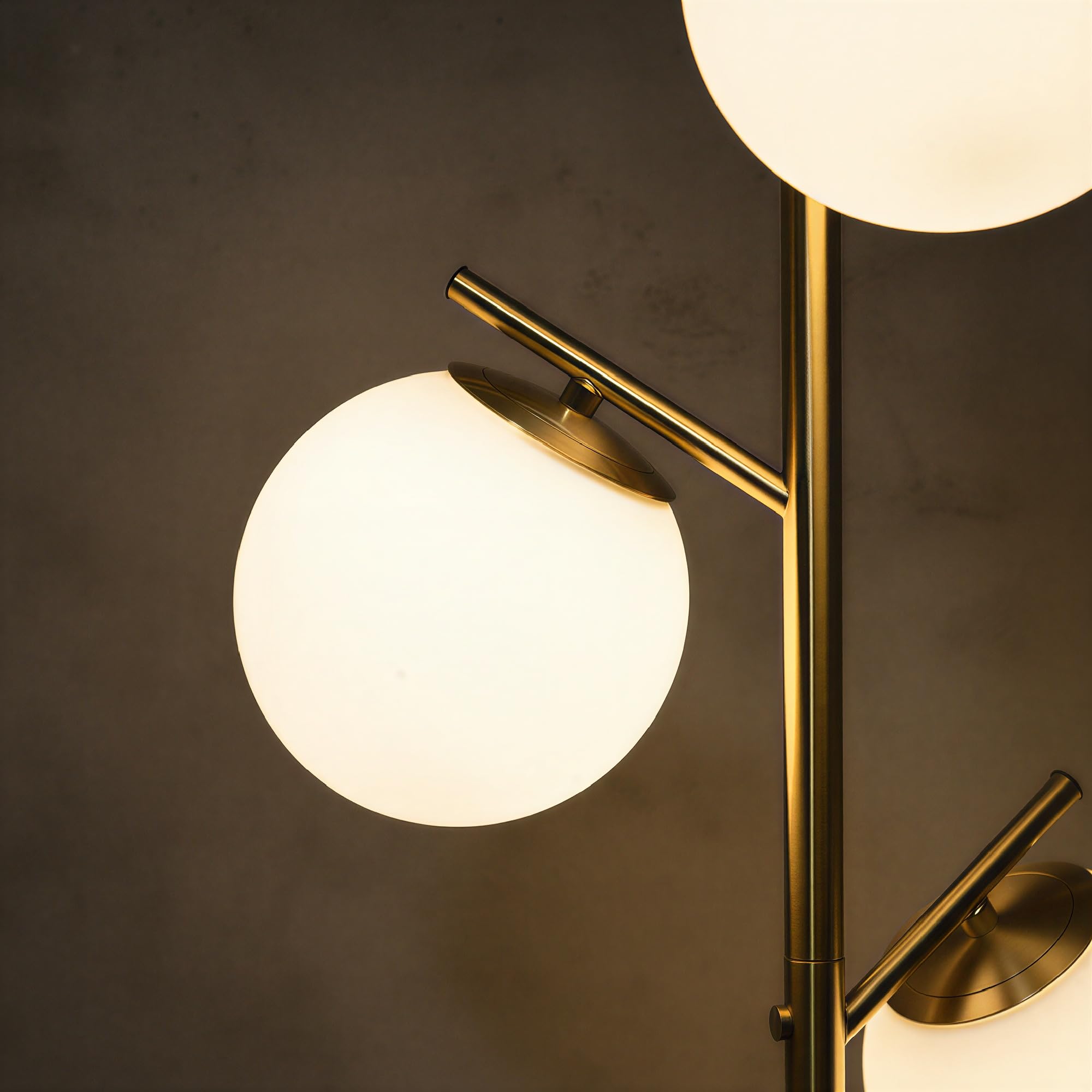 HOMCOM Lampada da Terra Moderna con 3 Punti Luce, Lampada a Piantana in Metallo e Vetro, Ø27x169cm, Oro