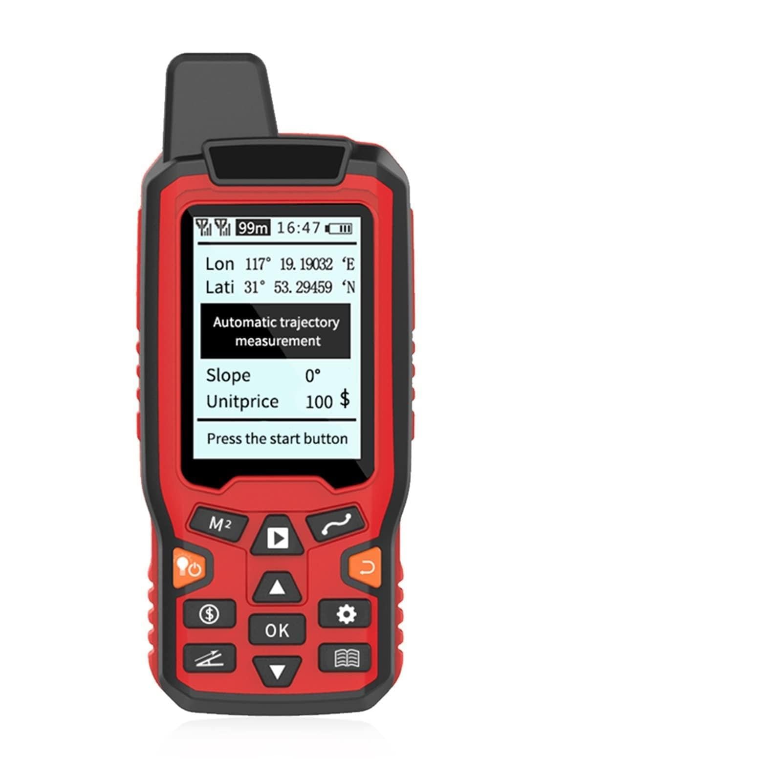 medidor de distancia láser, Medidor de área terrestre USB de mano Medidor de área terrestre de navegación GPS Medidor de área terrestre de pantalla de 2,4 pulgadas Encuesta terrestre 100-240V Navegaci