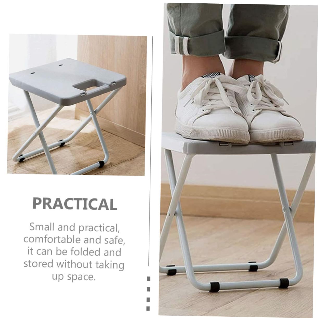 BESPORTBLE Sgabello Pieghevole Portatile in PP e Ferro Resistente e Leggero per Giardino Cucina e Campeggio Sedia Compatta da Esterno e Interno Facile da Trasportare per Pesca e Viaggi