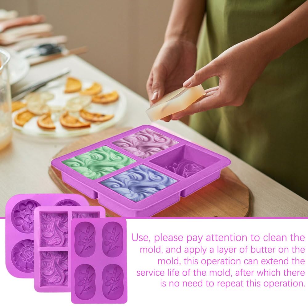 Lot De 3 Moule à Savon Moule A Savon 4 Cavités Moules à Savon En