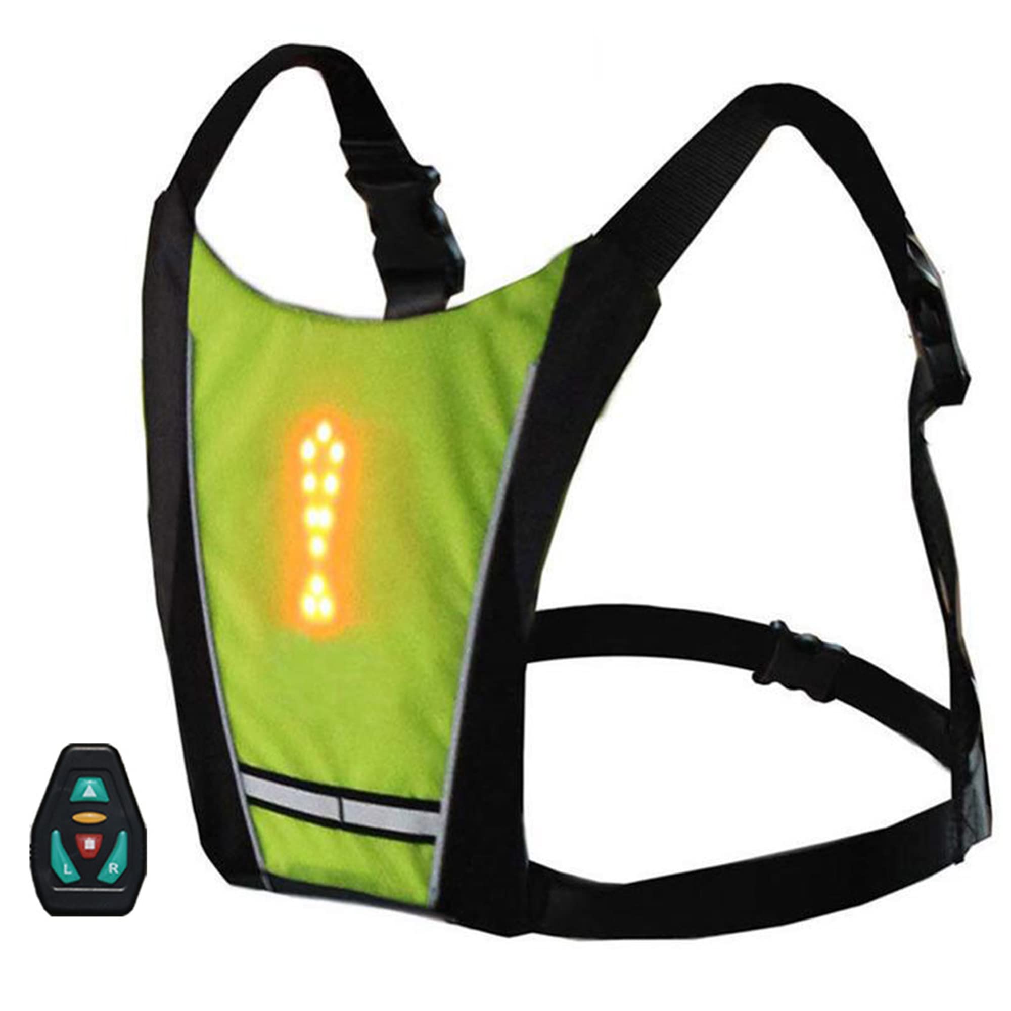 Chaleco de Seguridad LED para Ciclismo con Indicador de Dirección, Mochila con Señal de Giro Recargable por USB, Control Remoto Inalámbrico, Impermeable, Equipo Reflectante Ajustable
