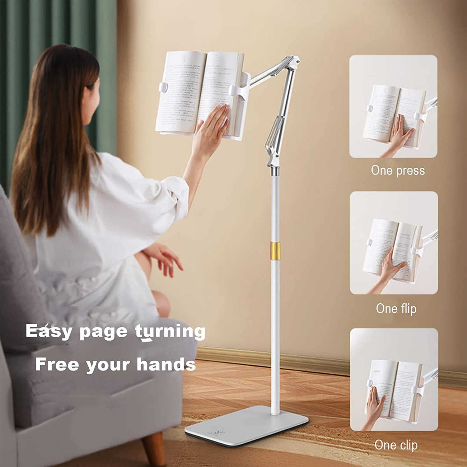 Estante de lectura ajustable en altura: ideal para leer libros de texto, libros de cocina y más: soporte de piso resistente y liviano para los amantes de los libros.
