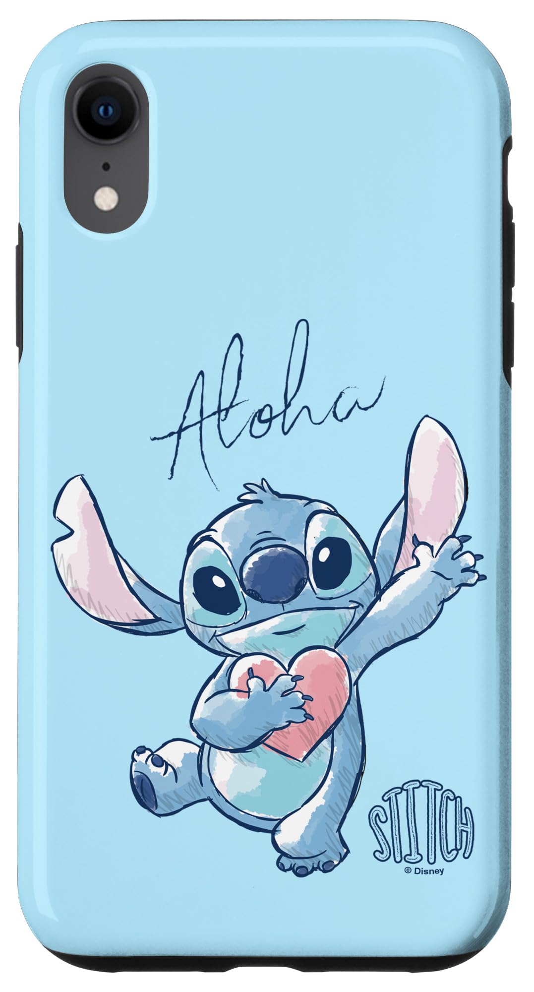 Disney Lilo & Stitch Aloha Cute Heartwarming Sketch Logo Case for iPhone XR