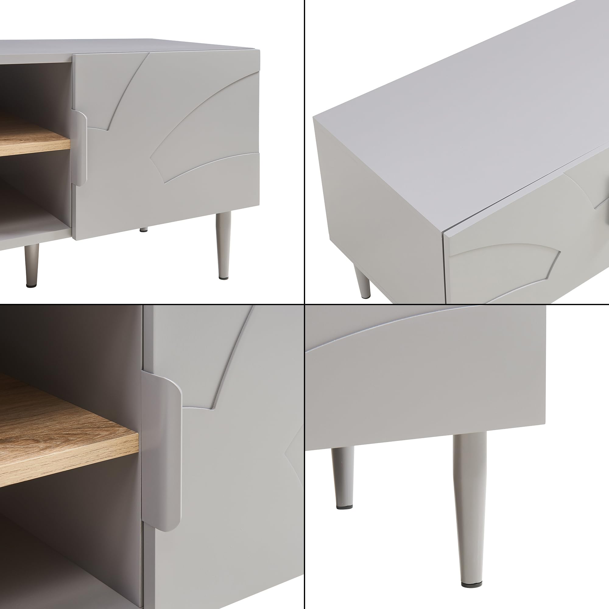 [en.casa] Mueble de TV Starvili con 2 Compartimentos Abiertos y 2 Cerrados Mesa de TV Mueble de Salón con Tablero Rectangular y Pasacables Aglomerado MDF 120 x 40 x 45 cm - Gris