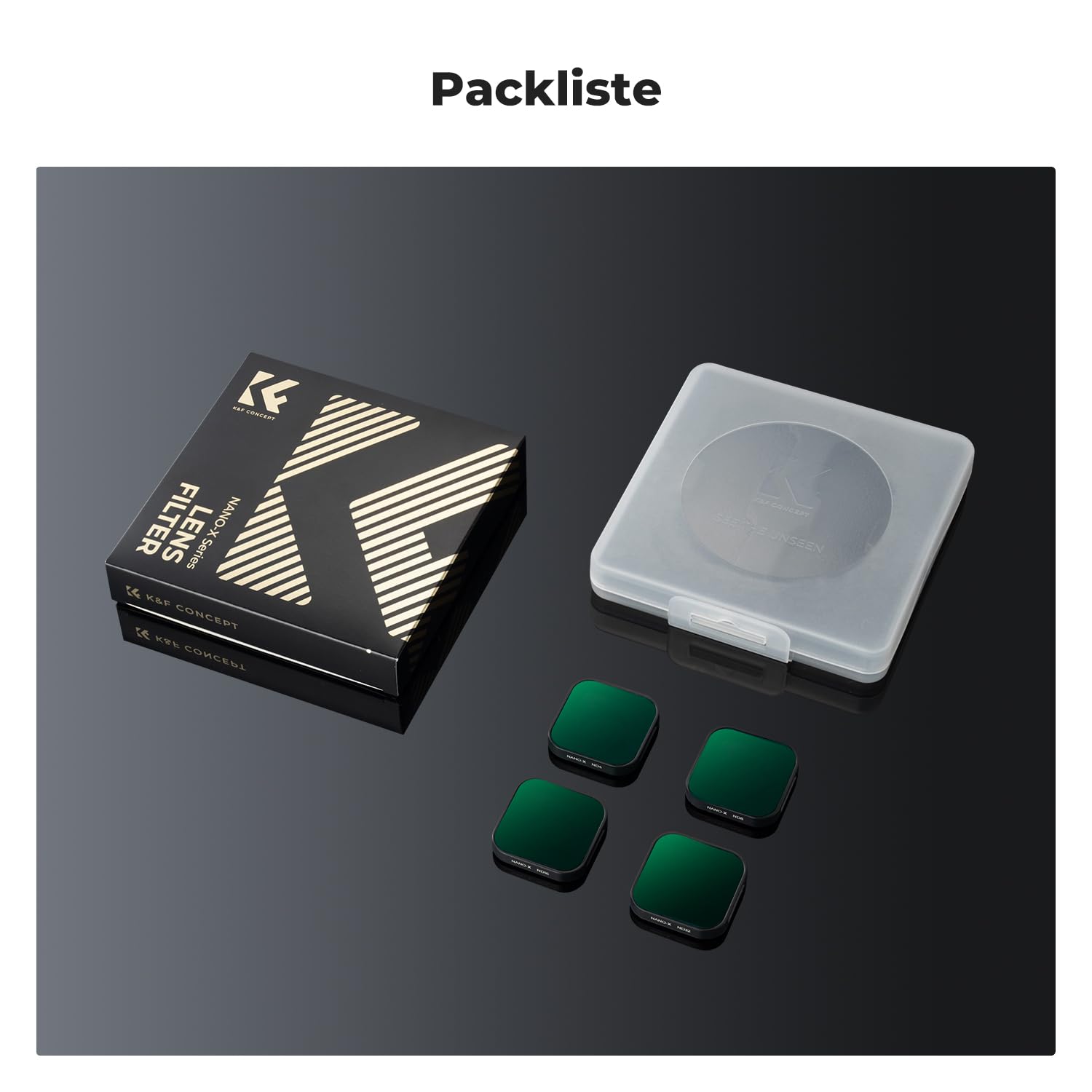 K&F CONCEPT ND Filter Set Kompatibel mit GoPro Hero 13 Black, 4 Pack ND4 ND8 ND16 ND32 Neutral Density Light Reduction Filter für GoPro Hero 12/11/10/9 Black, Graufilter HD Optical Glass