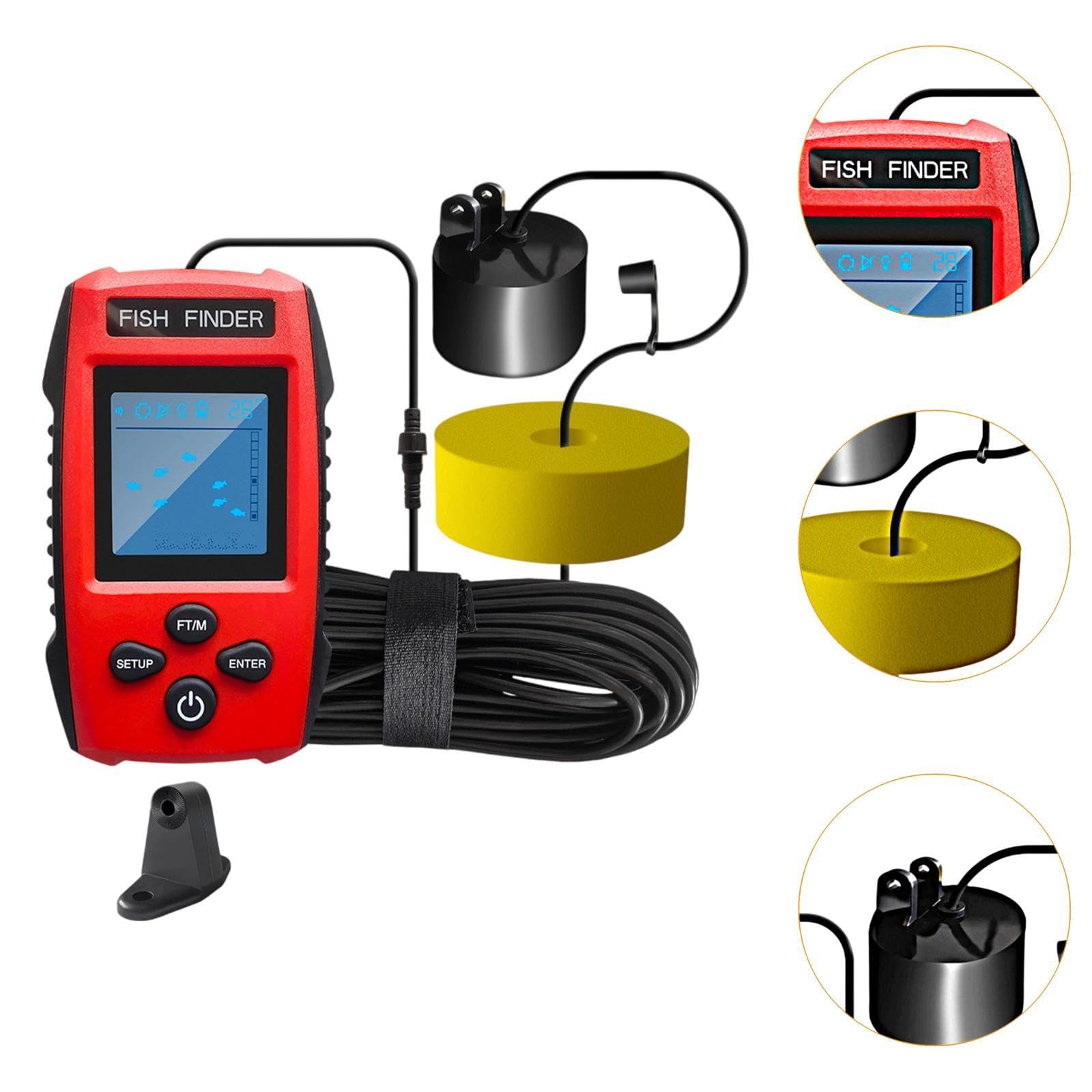 Ecoscandaglio Portatile con Display a Batteria per Barche da Pesca sul Ghiaccio Fluviale