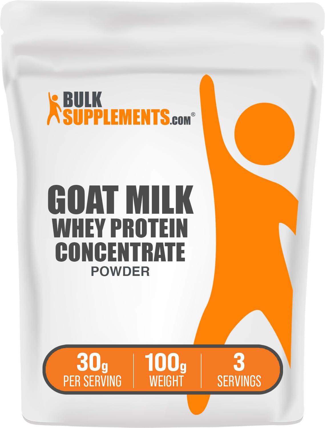 BulkSupplements.com Goat Milk Whey Protein Concentrate Powder - Goat Whey Protein Powder, Unflavored & Gluten Free, 30g per Serving, 100g (3.5 oz) (Pack of 1) 3.5 Ounce (Pack of 1)