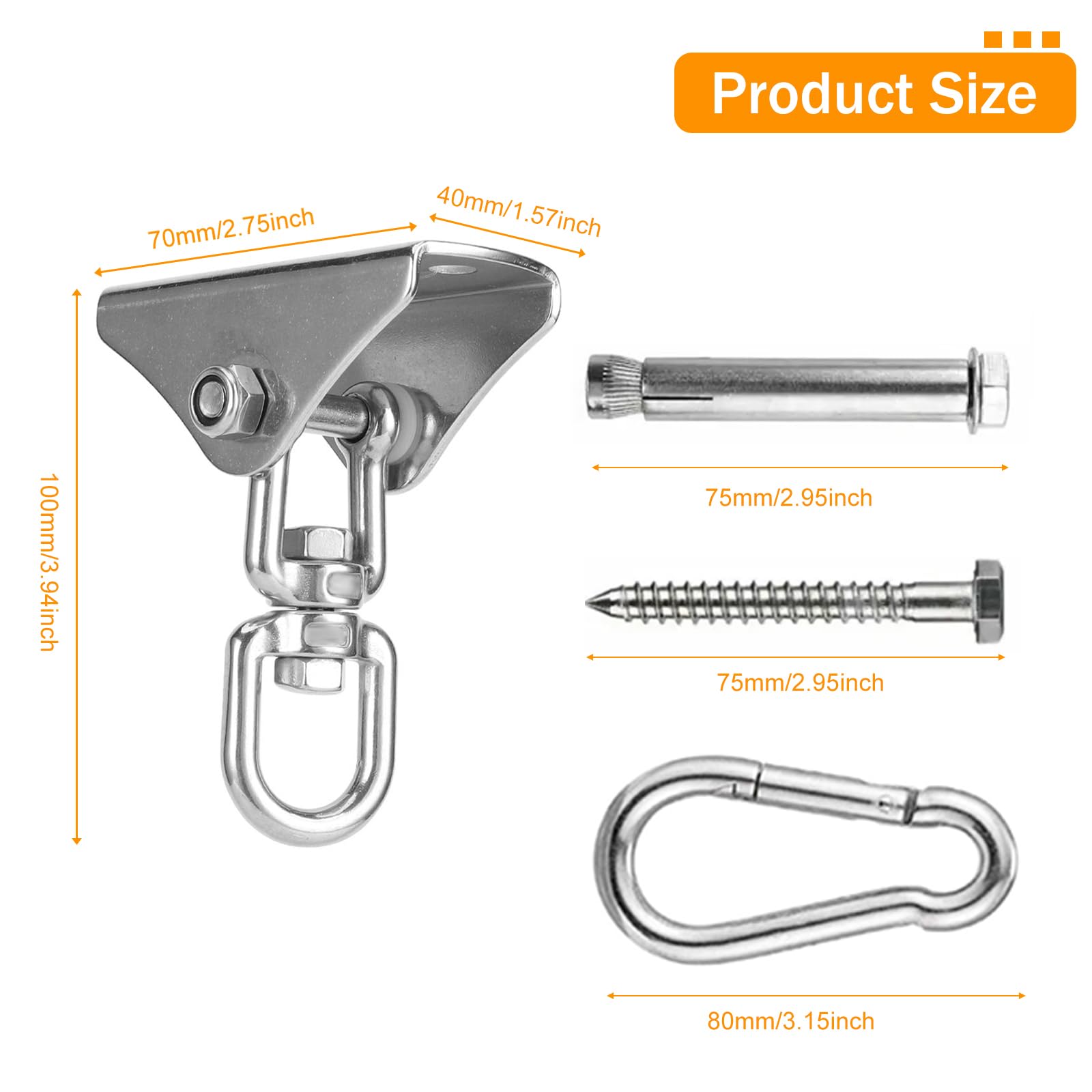 Lunyloer Heavy Duty Swing Hangers 360° Swivel Hooks with Screws - Image 2