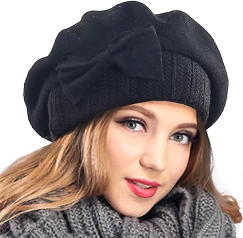 VECRY - Gorro 100 de lana para mujer boina de fieltro tipo cloche gorro de invierno para vestir