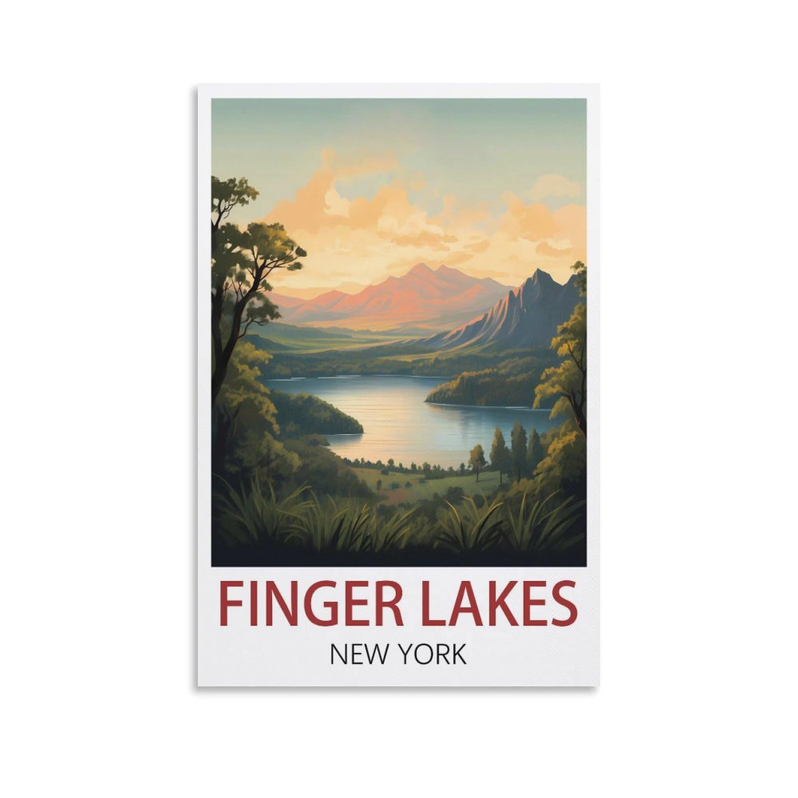 EZMLFA DIY Diamond Painting,Finger Lakes New York 5D Diamond Art DIY Cross Stitch Crystal Rhinestone Embroidery Pictures Craft for Home Wall 40x40cm