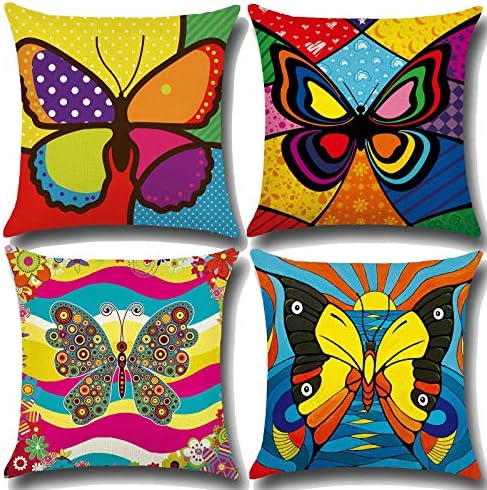 HOSTECCO Vincent Van Gogh Cushion Covers Pack of 4 Abstract Pillow Covers Square Decorative Pillow Cases for Sofa Couch Bed 45x45 cm