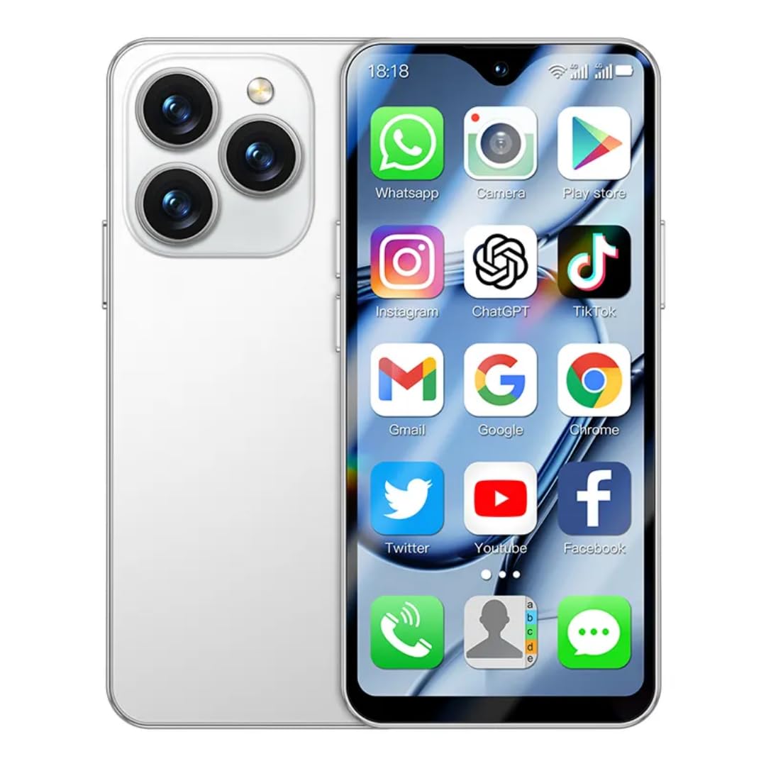 XS16 pro max Mini Smartphone, 4.3-inch Screen, 8GB RAM, 512GB ROM, 4G LTE, Android 8.1, Dual SIM (White)