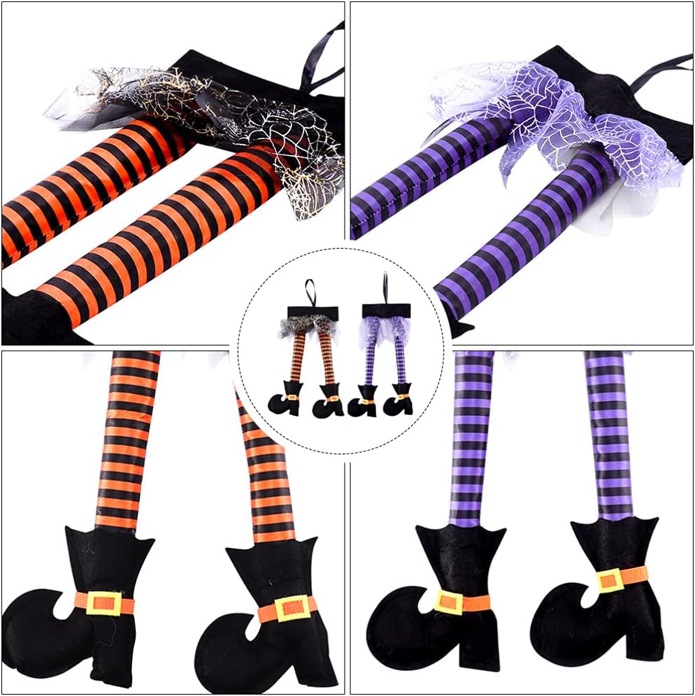 Toddmomy 2pcs Halloween Witchs Legs, Wicked Witch Legs Props Plush Witch Legs with Shoes for Halloween Wreath Crafts Car Trunk Decoration