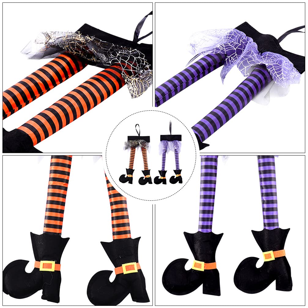Toddmomy 2 decorazioni da appendere a forma di gambe di strega, per Halloween, per esterni, decorazione per bagagliaio dell'auto e cortile