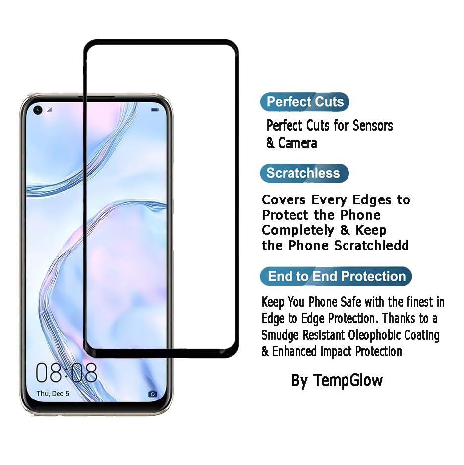 Image of Screen Protector for Huawei Honor Nova 7i (Black) Tempered Glass Edge-to-Edge 6D Screen Guard With Installation Kit