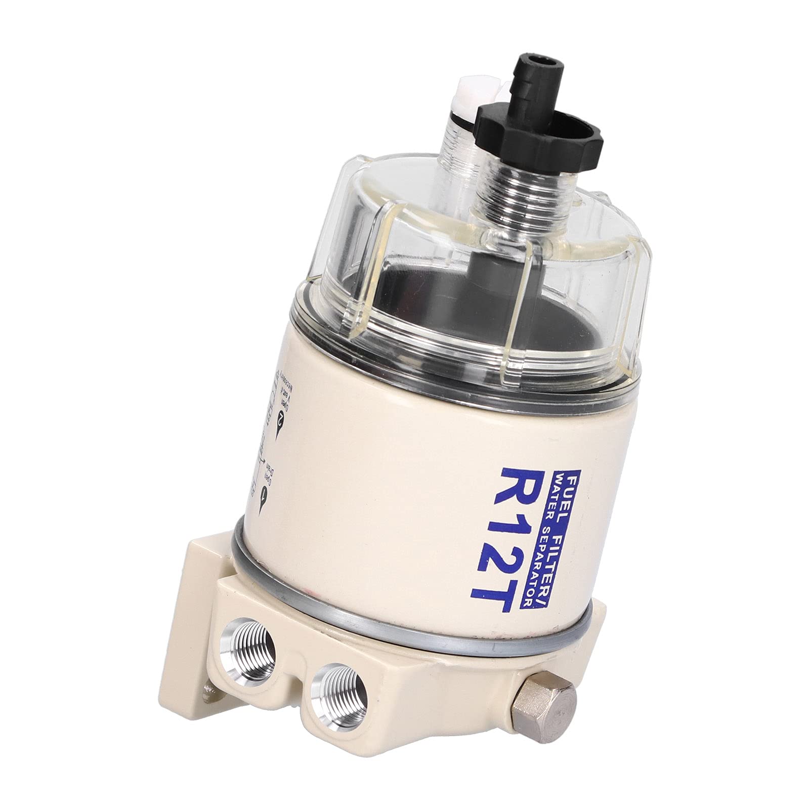 Kit Complet de Séparateur D'eau de Filtre à Carburant, Séparateur D'eau de Filtre à Carburant à Visser Marin Débit 30 GPH avec Vidange Automatique R12T de Remplacement