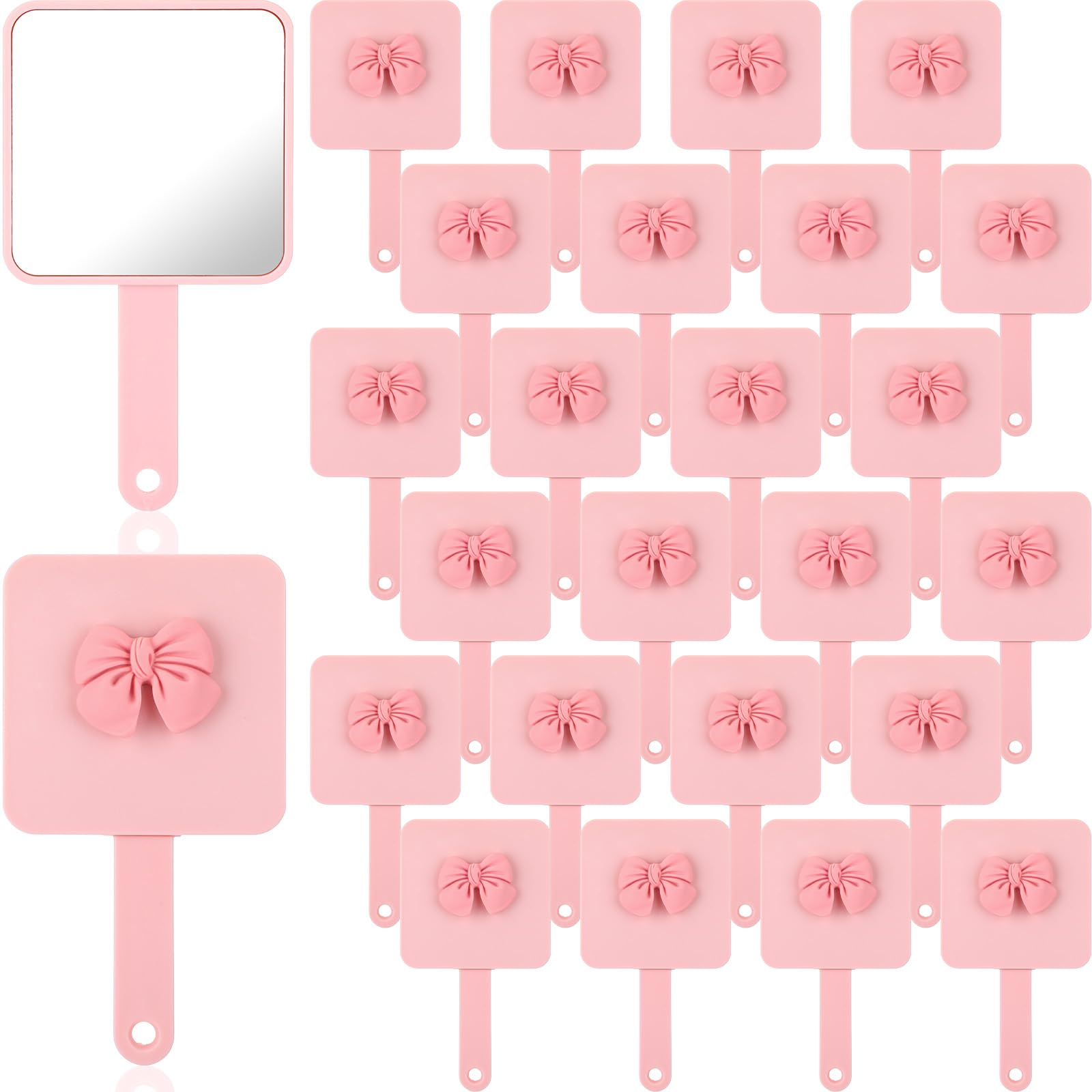 Amyhill 24pcs Coquette Pink Bow Party Favor, Handheld Mirror Bulk for Women Birthday Bridal Shower Graduation, Pocket Small Mini Hand Held Extendable Mirrors for Bag-image-44