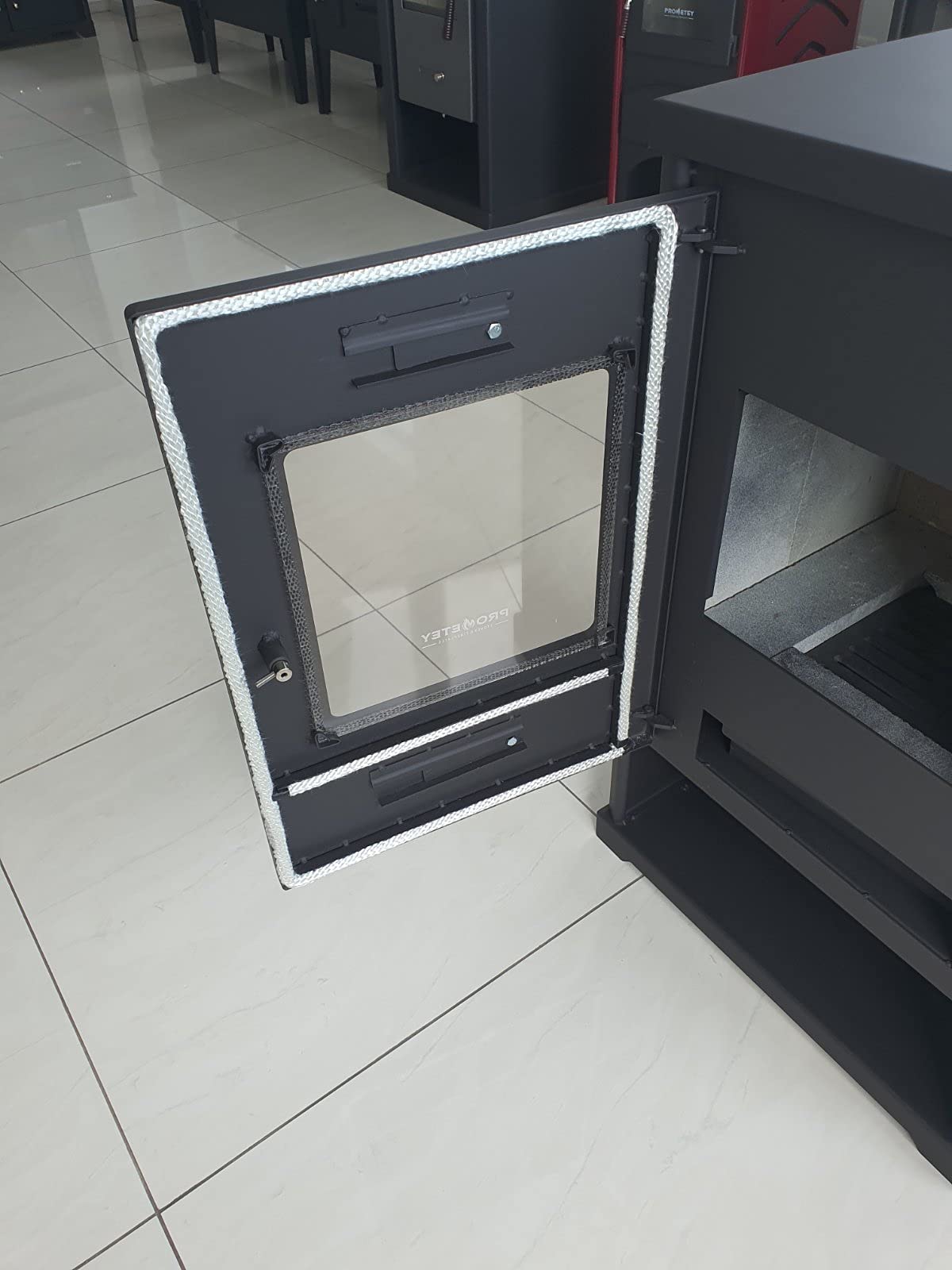 Prometey EEK A+ Kaminofen EKO 96175 Anthrazit Holzofen 10,2 kW Kamin Ofen Dauerbrandofen Werkstattofen Schwedenofen Hüttenofen Heizofen, Höhe 79 cm, Breite 50 cm, Tiefe 42 cm, 64 kg