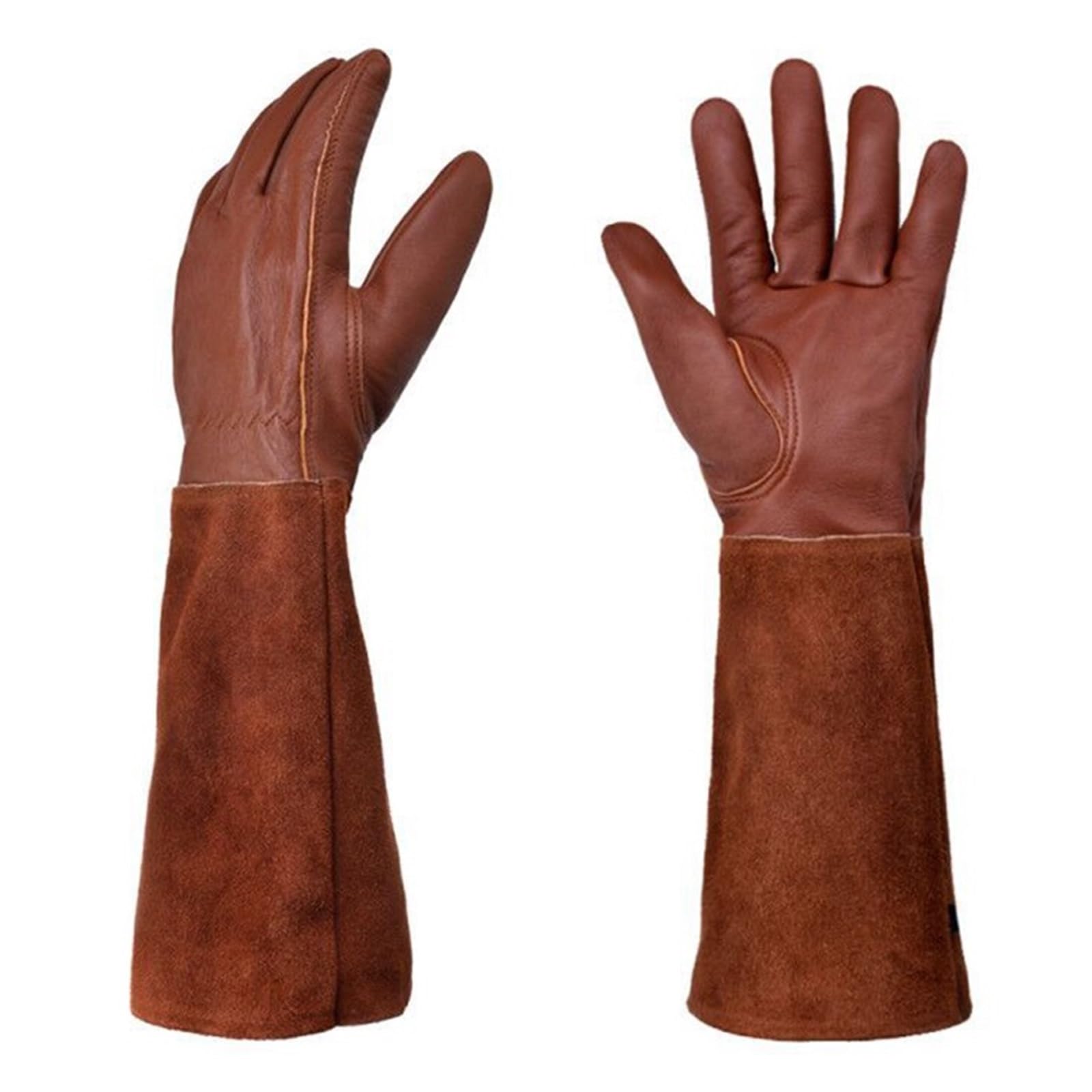 Gants De Jardinage For Femmes Et Hommes, Taille Rose, Résistant Aux Coupures, Gant Protection L'avant-bras Long, Cuir Vache Épais Durable PoignéE Forte(Brown,XL)