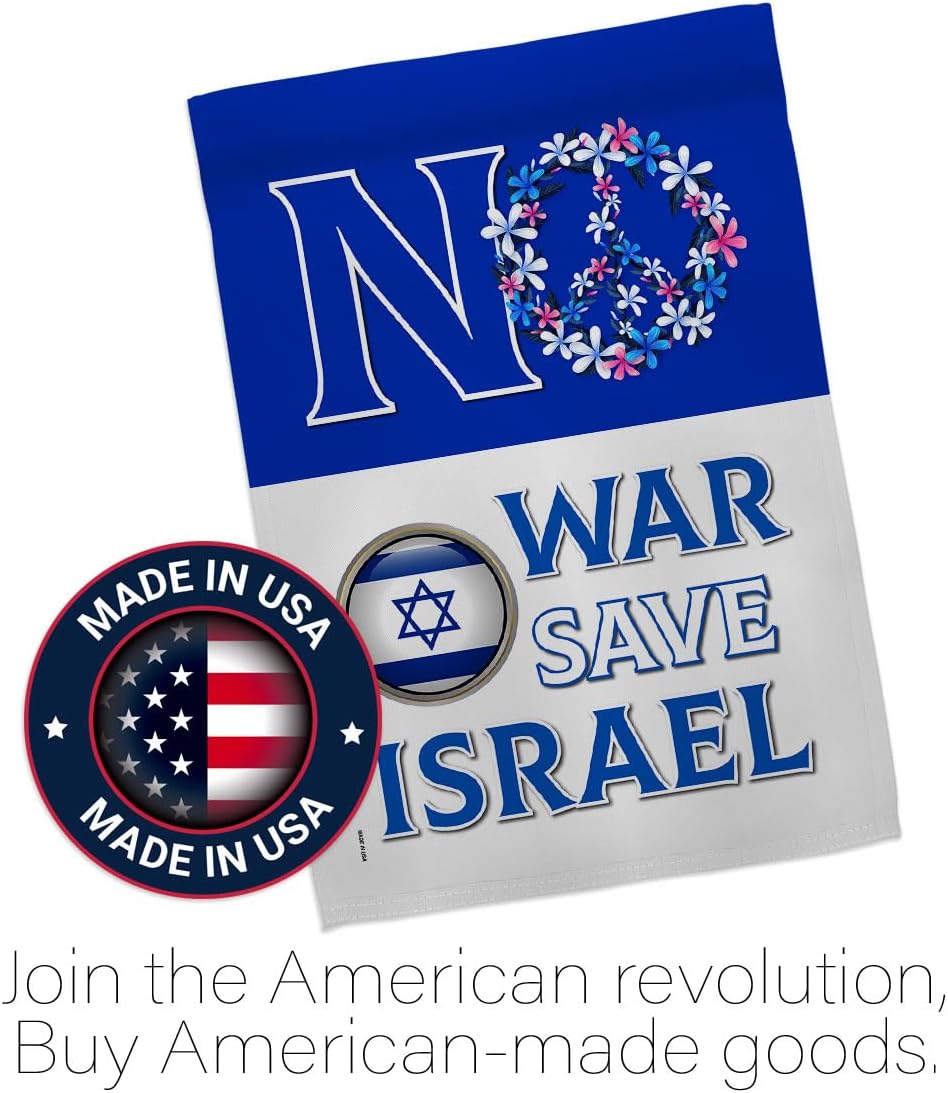 Israel Flag No War Save Israel Cemetery Banner Wall Lawn Door Decor Room Outdoor Garden Poster Bandera de Israeli Tapestry Home Indoor Grave Yard Sign for Outside House, Jewish Gifts Made in USA