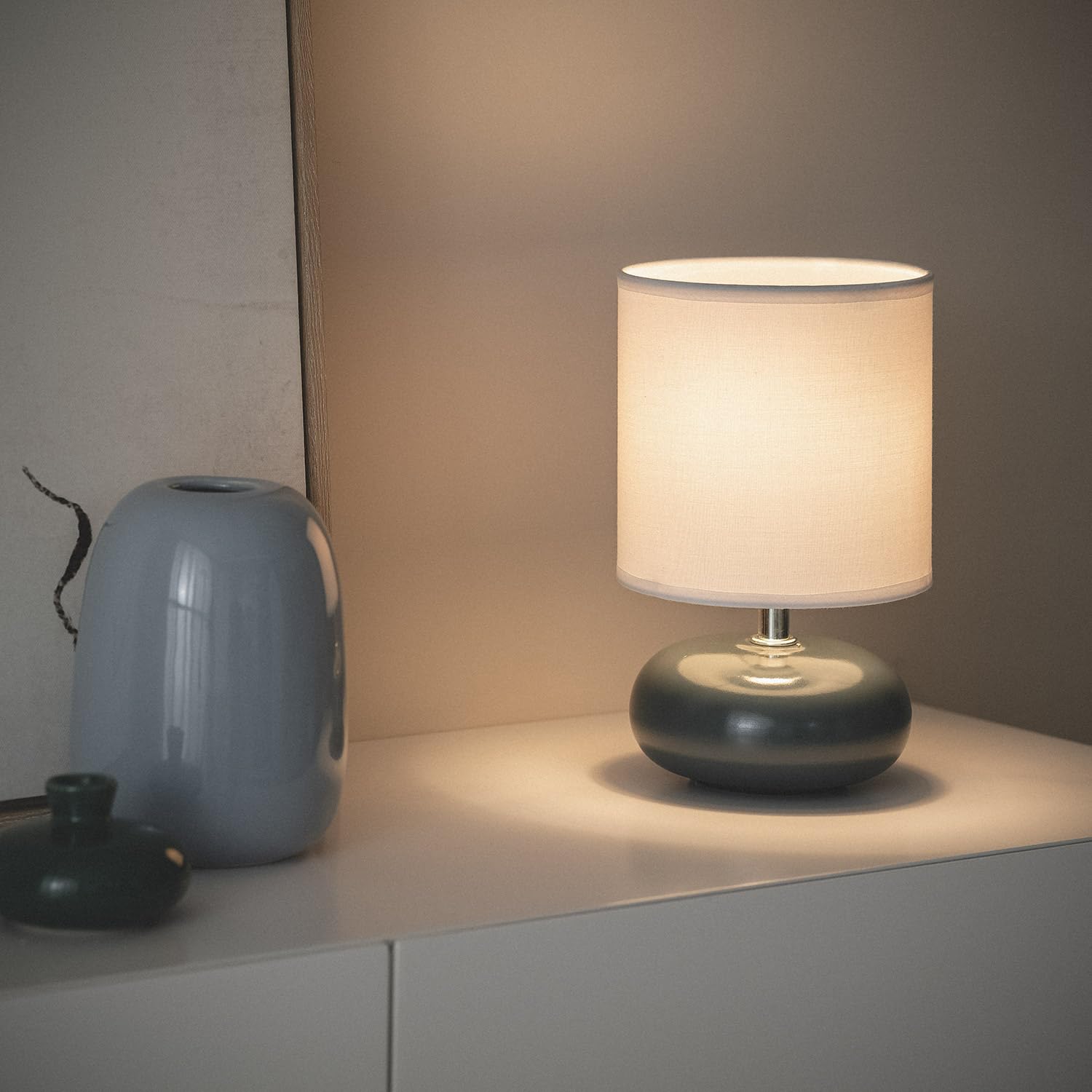 LEDKIA LIGHTING Lámpara de Mesa Cerámica Ava Azul Marino