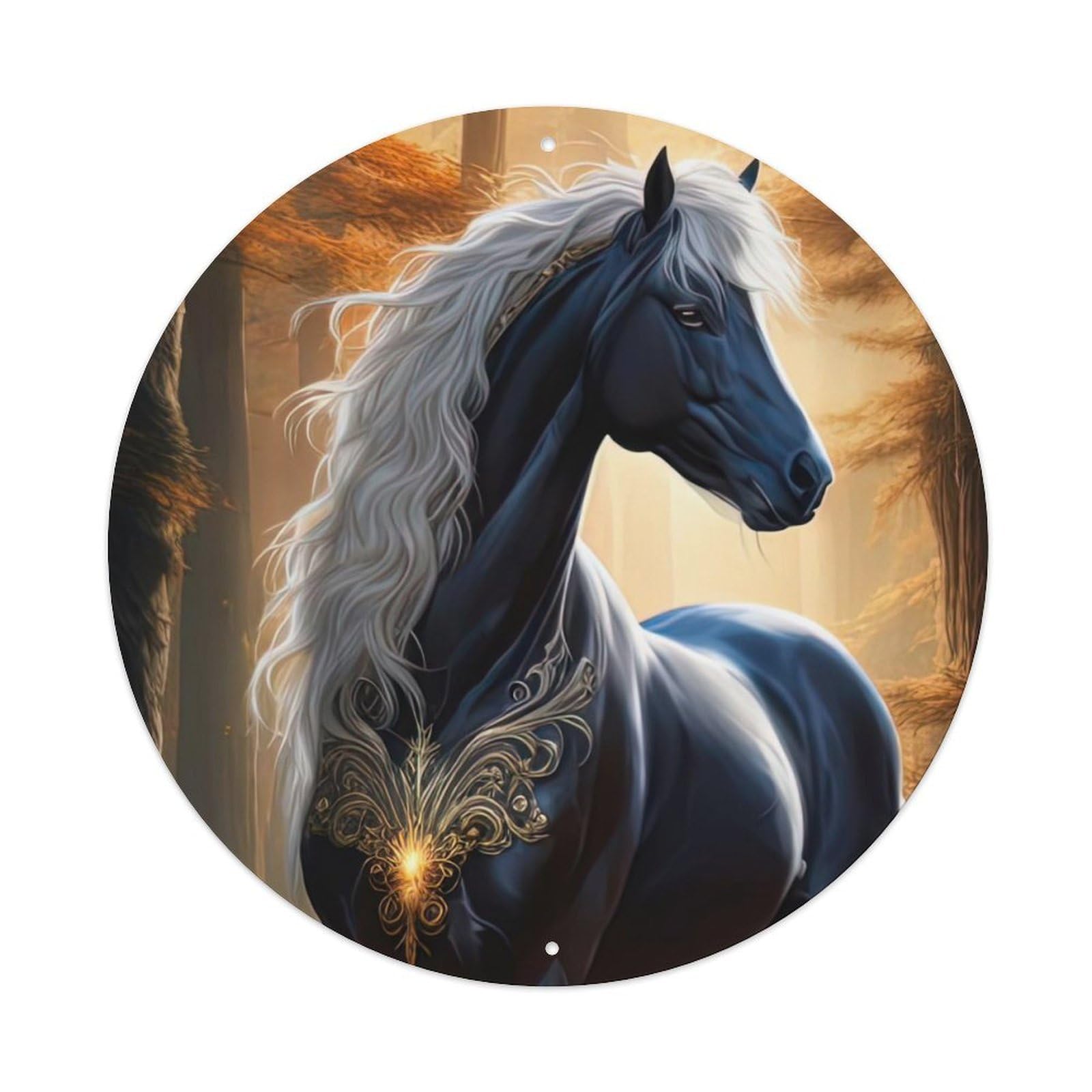 Animal Horses in The Woods Metal Tin Sign